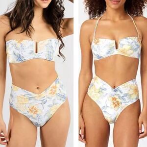 Rip Curl Always Summer Bandeau Bikini Top & High Waist Bikini Bottom Size Medium